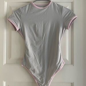Skims Bodysuit with Pink Trim